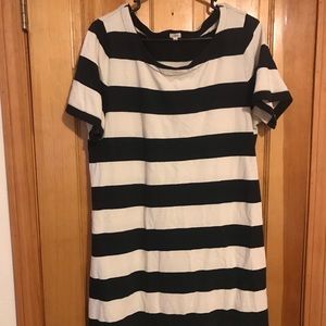 JCrew Navy Blue and White Stripped T-Shirt Dress
